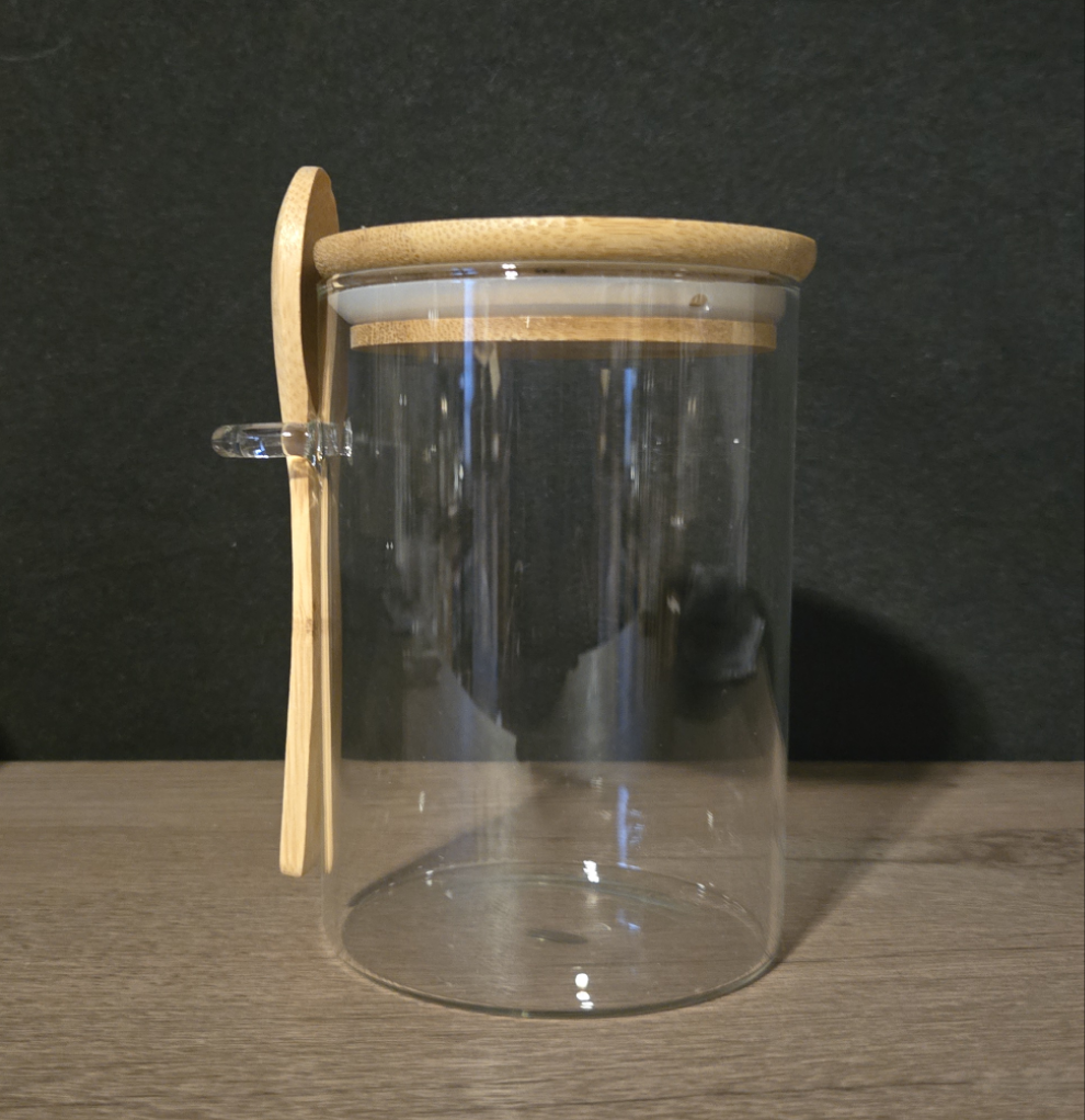 Large Glass tea jar with spoon