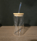 16oz glass with bamboo lid & glass straw