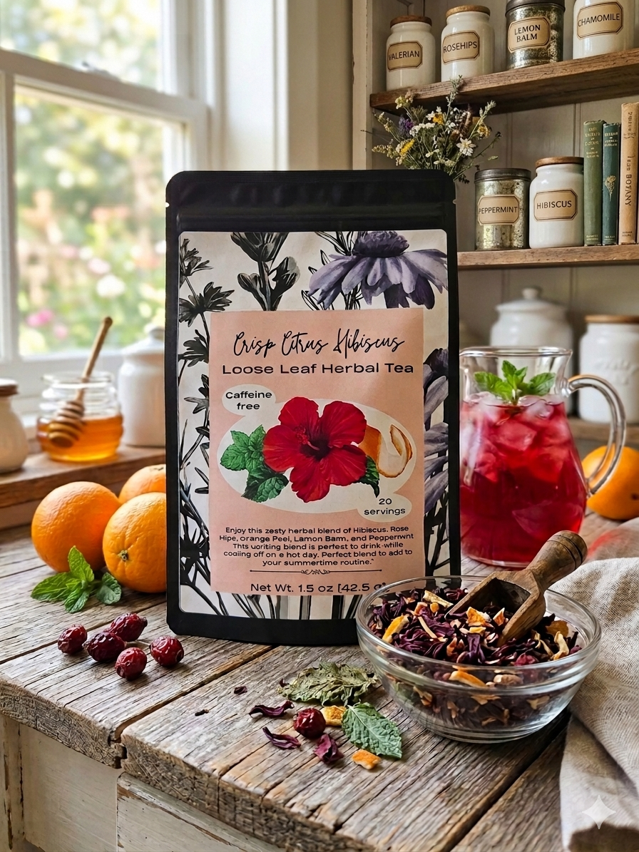 Crisp Citrus Hibiscus loose leaf herbal tea